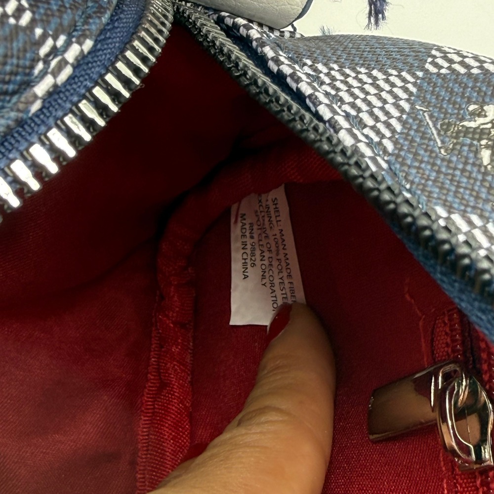 US Polo Assn Crossbody Bag Navy White Plaid Logo Strap Zipper Top New‎ w/ Tags - Picture 11 of 11